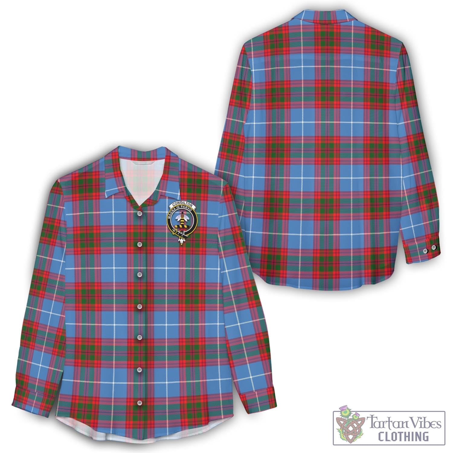 Tartan Vibes Clothing Congilton Tartan Womens Casual Shirt with Family Crest