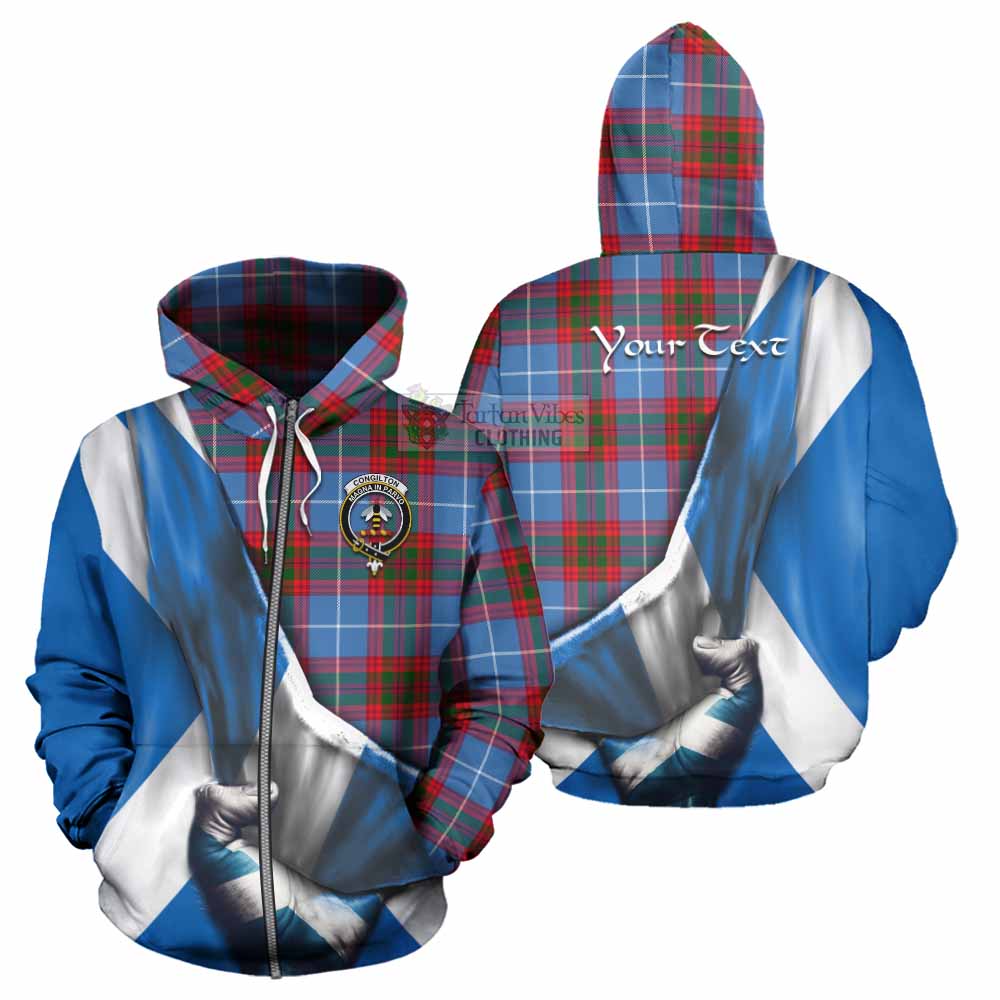 Tartan Vibes Clothing Congilton Tartan Hoodie with Family Crest Scotland Patriotic Style