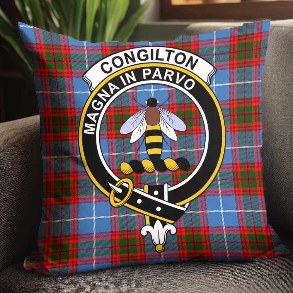 Congilton Tartan Pillow Cover with Family Crest - Tartan Vibes Clothing