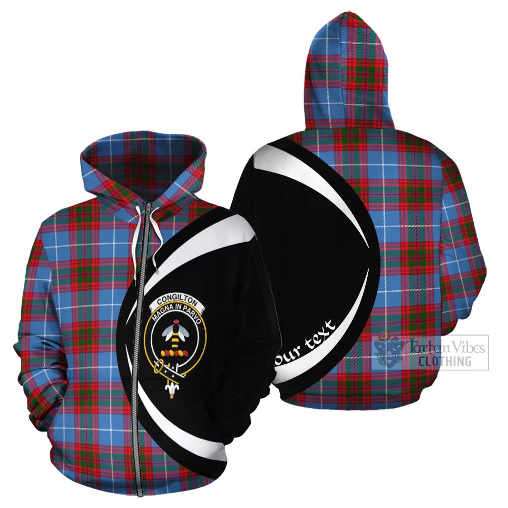 Congilton Tartan Cotton Hoodie with Family Crest Circle Style - Tartan Vibes Clothing