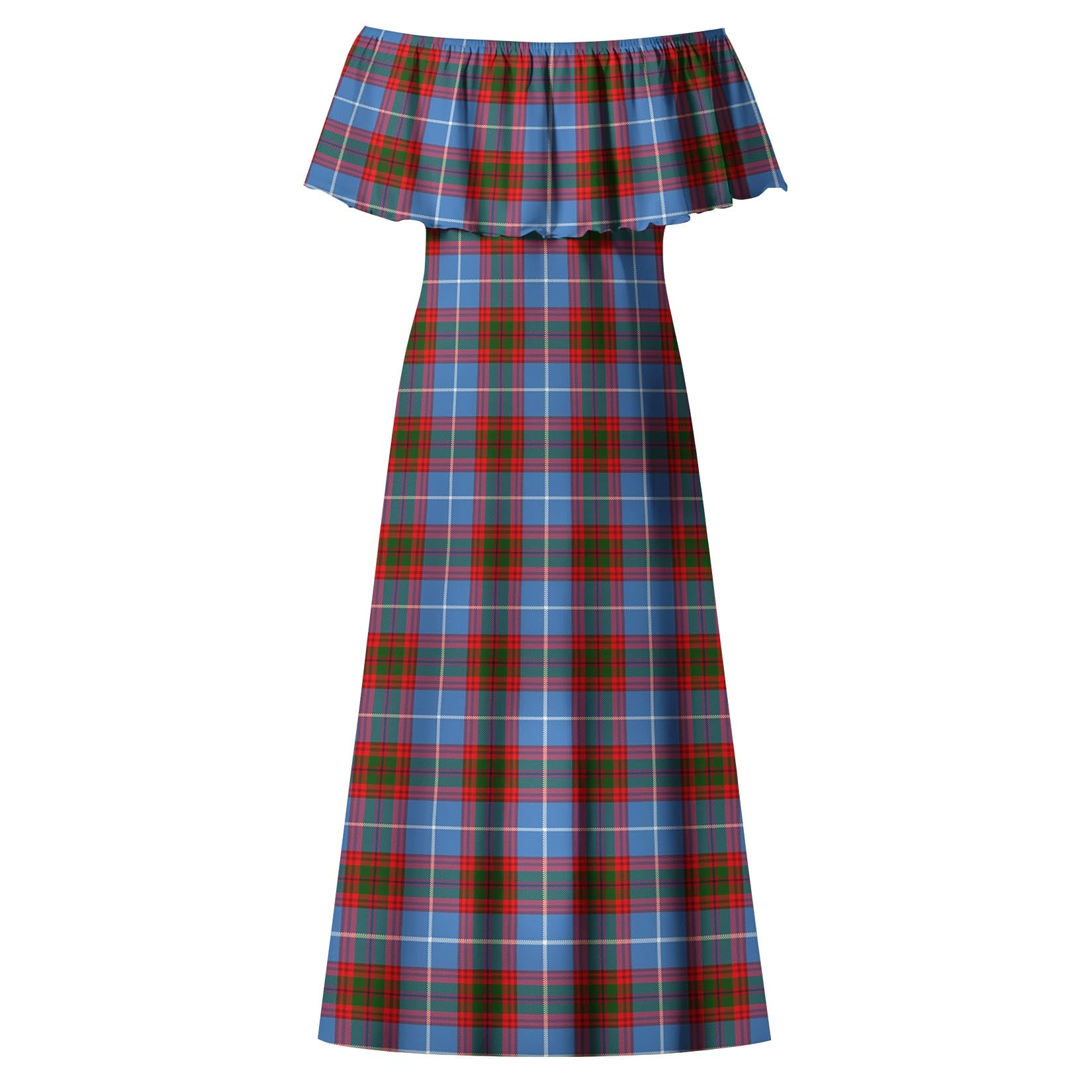 Congilton Tartan Off Shoulder Long Dress - Tartanvibesclothing