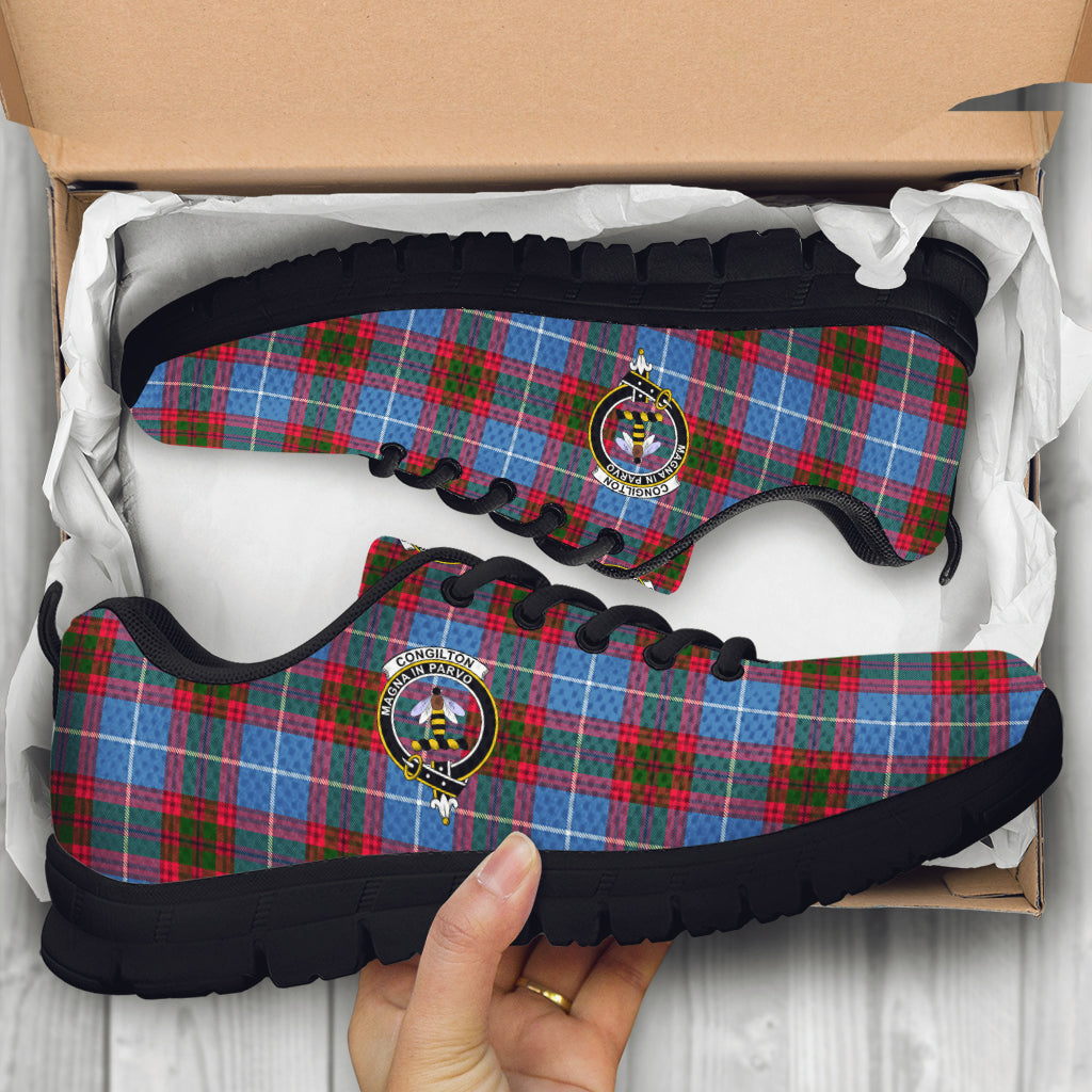 Congilton Tartan Sneakers with Family Crest - Tartan Vibes Clothing