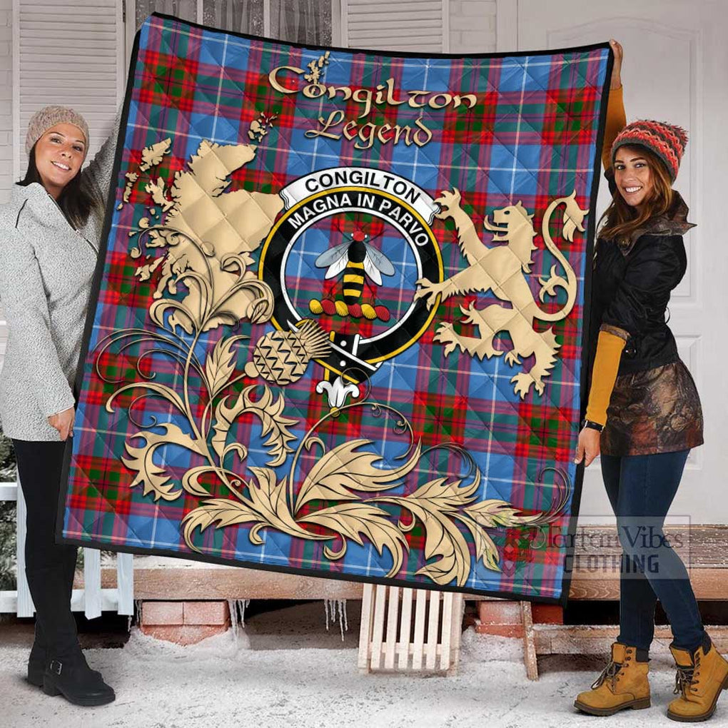 Tartan Vibes Clothing Congilton Tartan Quilt with Family Crest and Scottish Symbol Style