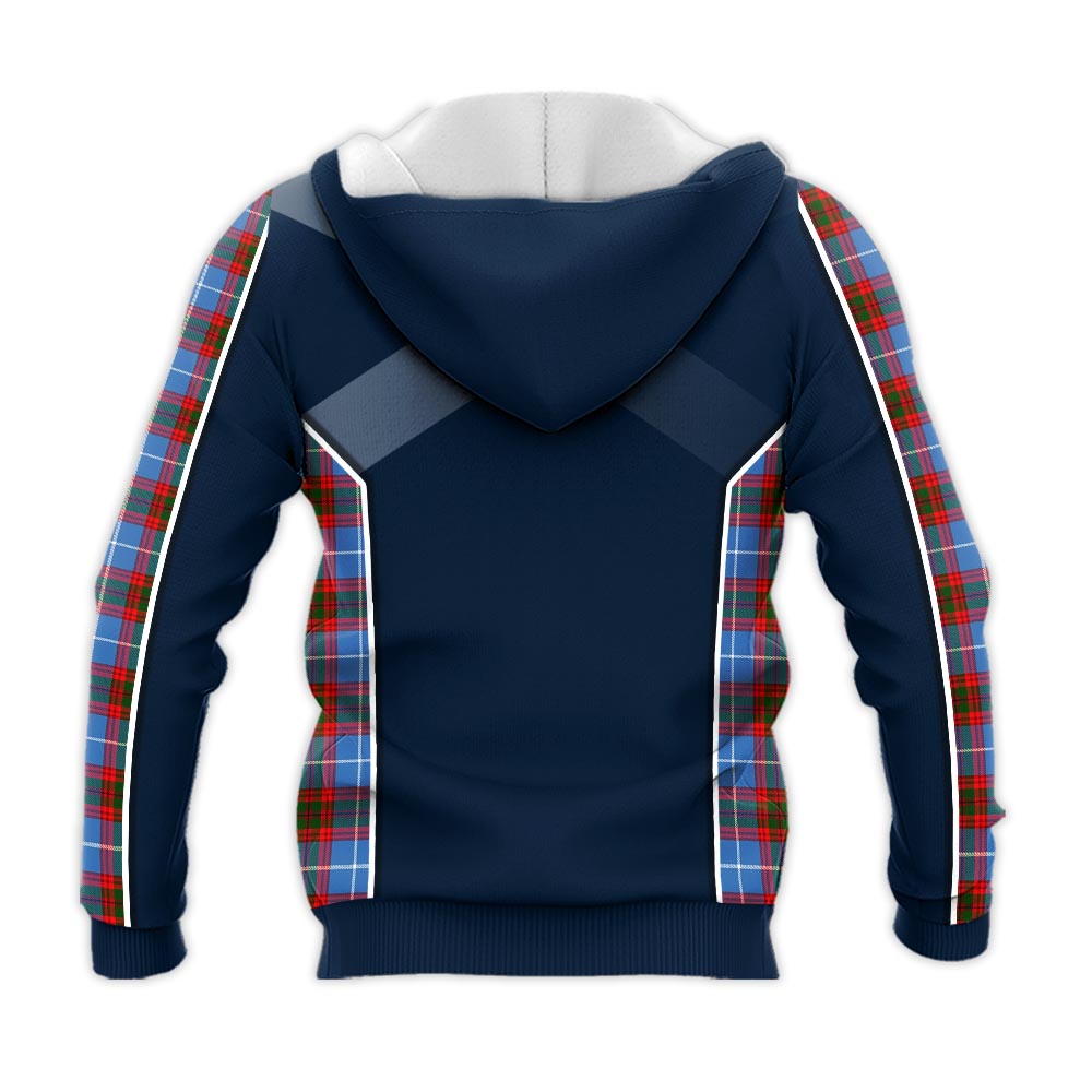 Tartan Vibes Clothing Congilton Tartan Knitted Hoodie with Family Crest and Scottish Thistle Vibes Sport Style