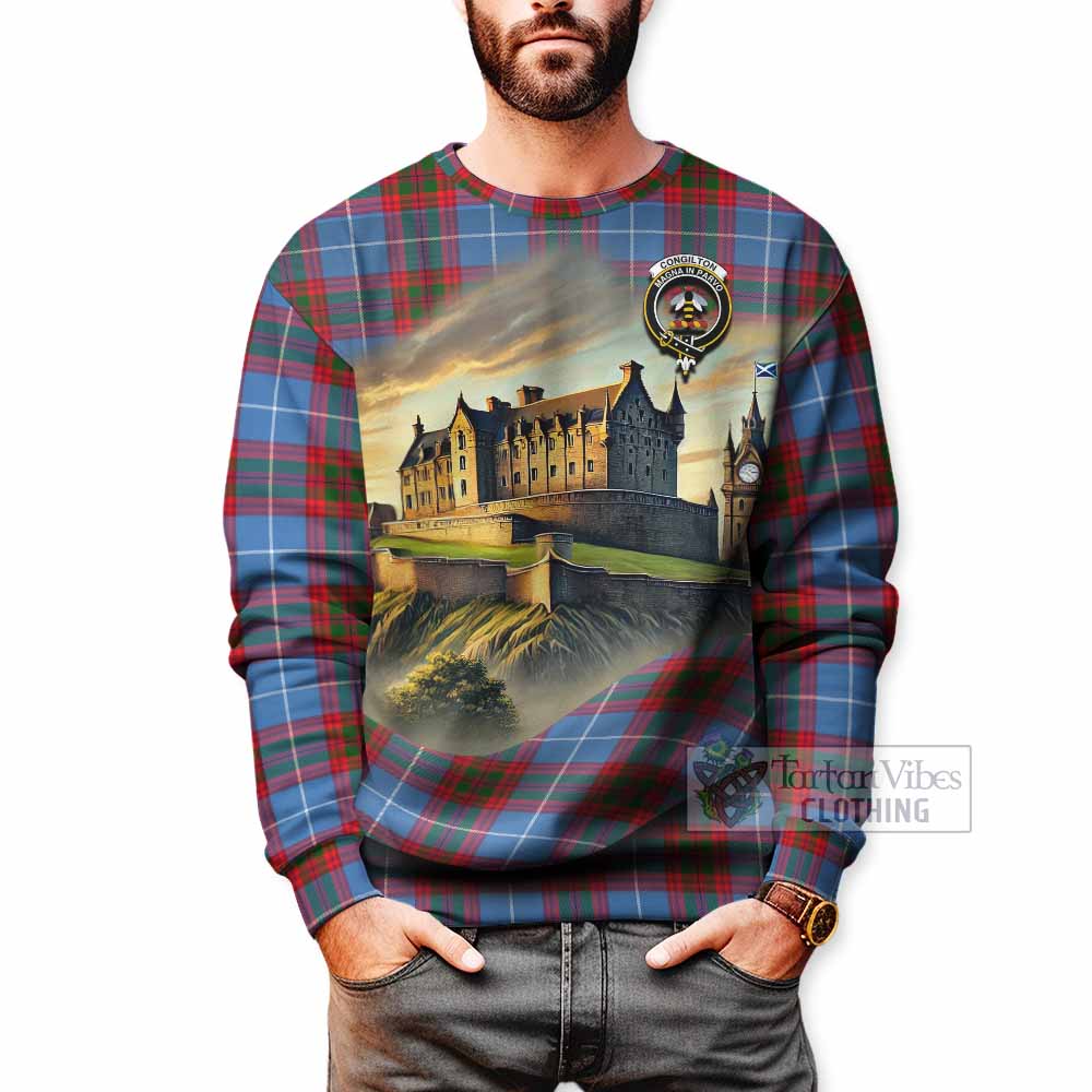 Congilton Tartan Family Crest Sweatshirt with Scottish Ancient Castle Style - Tartan Vibes Clothing