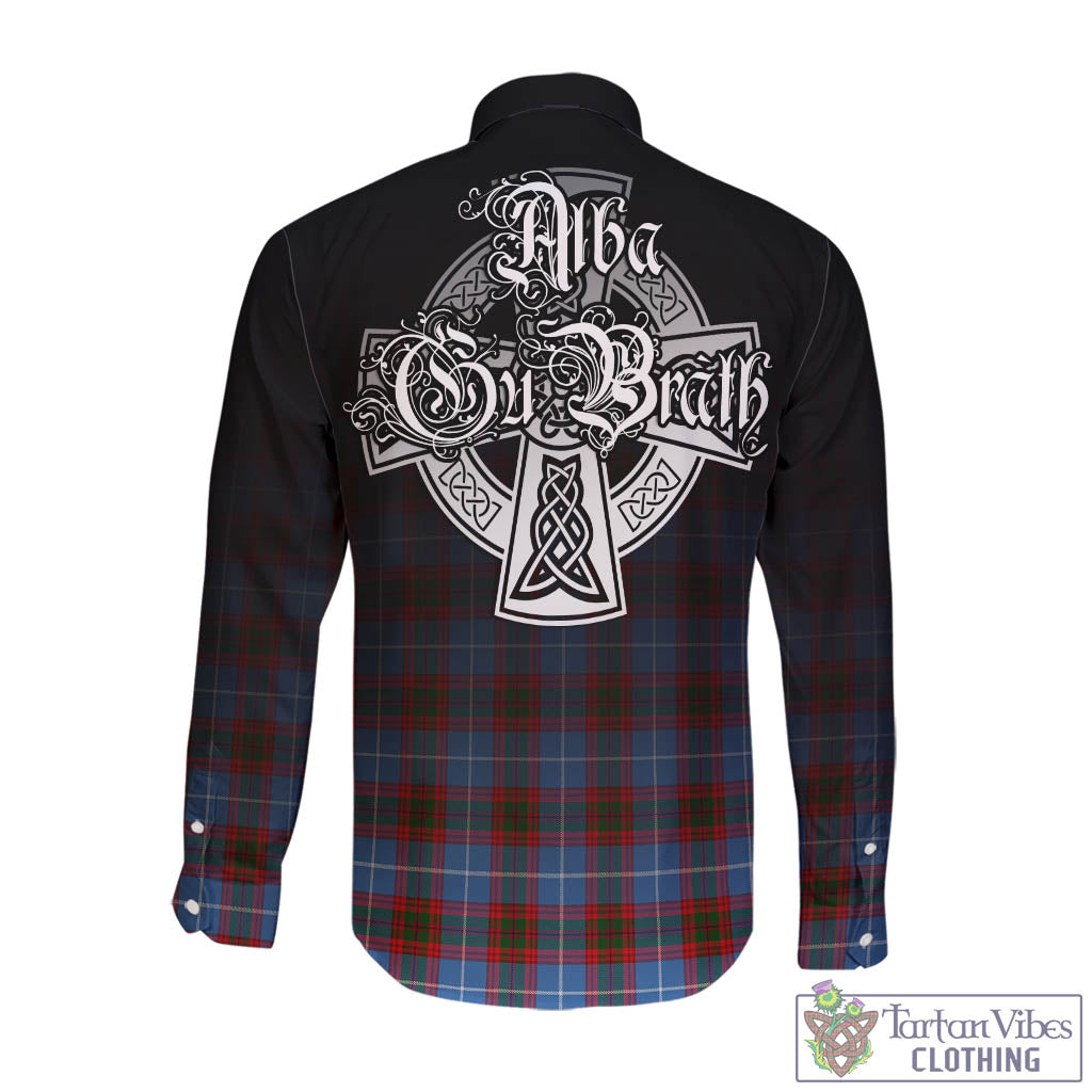 Tartan Vibes Clothing Congilton Tartan Long Sleeve Button Up Featuring Alba Gu Brath Family Crest Celtic Inspired