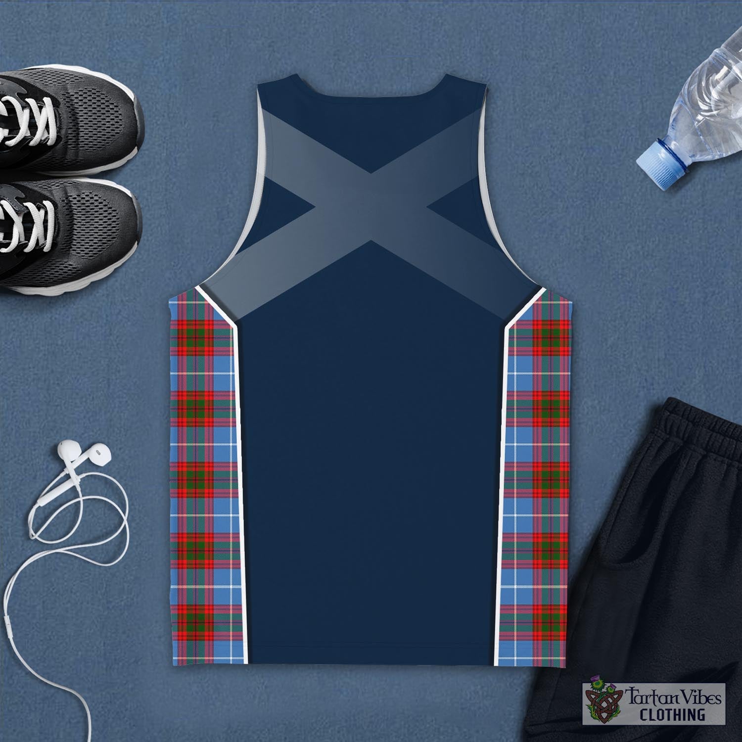 Tartan Vibes Clothing Congilton Tartan Men's Tanks Top with Family Crest and Scottish Thistle Vibes Sport Style