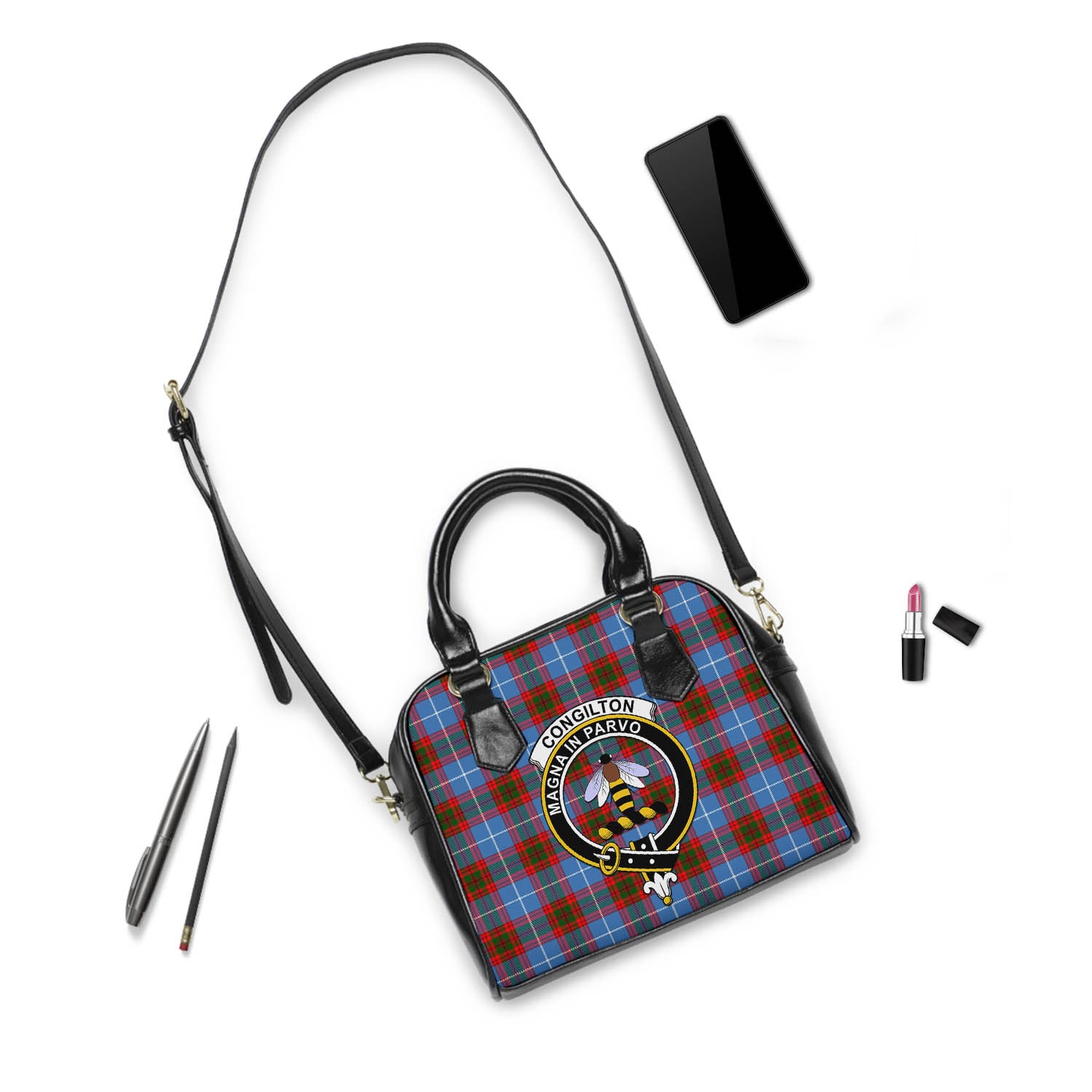 Congilton Tartan Shoulder Handbags with Family Crest - Tartanvibesclothing