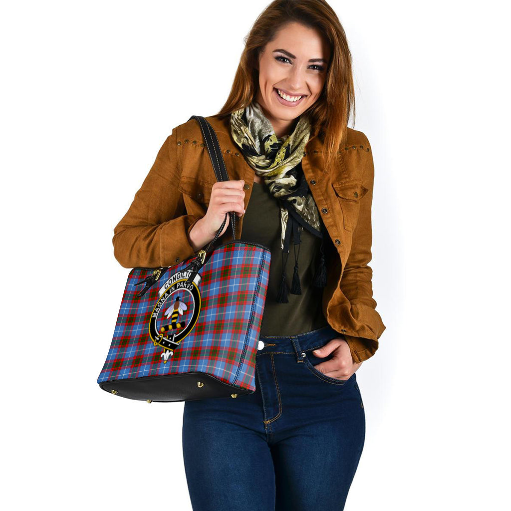 Congilton Tartan Leather Tote Bag with Family Crest - Tartan Vibes Clothing