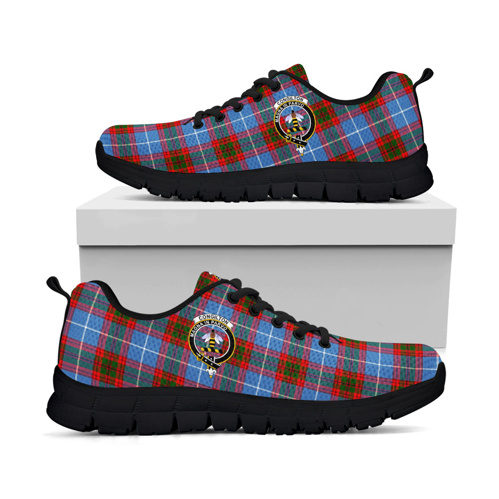 Congilton Tartan Sneakers with Family Crest - Tartan Vibes Clothing