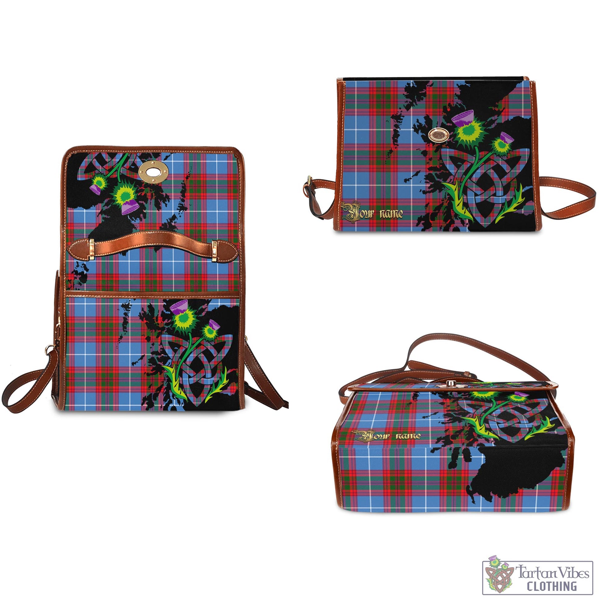 Tartan Vibes Clothing Congilton Tartan Waterproof Canvas Bag with Scotland Map and Thistle Celtic Accents