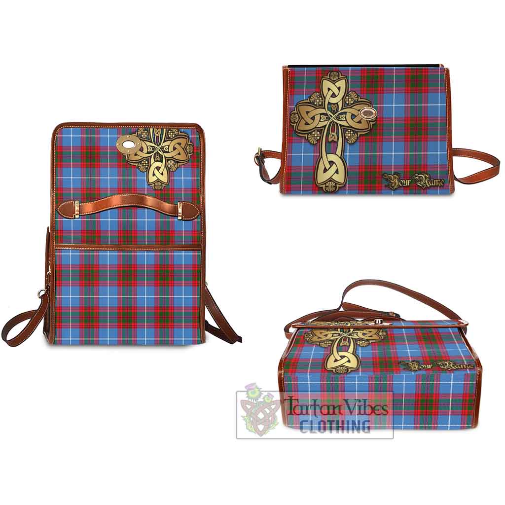 Tartan Vibes Clothing Congilton Tartan Waterproof Canvas Bag Golden Thistle Celtic Cross Style