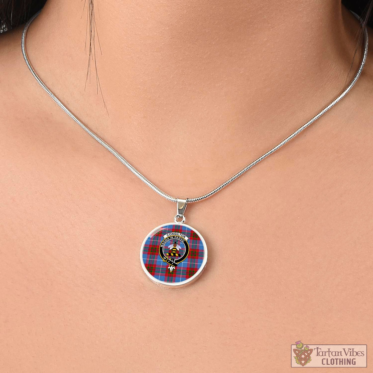 Congilton Tartan Circle Necklace with Family Crest - Tartan Vibes Clothing