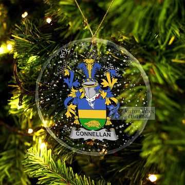 Connellan Irish Clan Christmas Glass Ornament with Coat of Arms