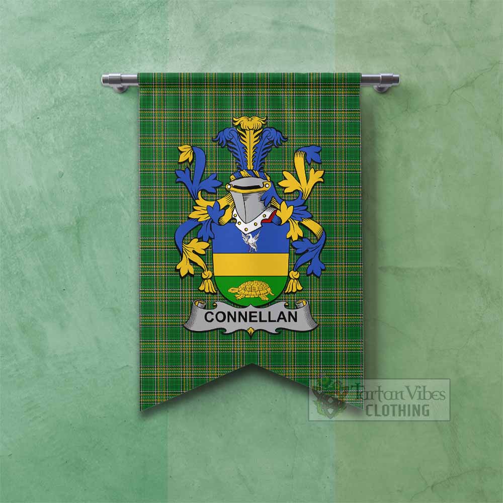Connellan Irish Clan Tartan Gonfalon, Tartan Banner with Coat of Arms Fishtail - Tartan Vibes Clothing
