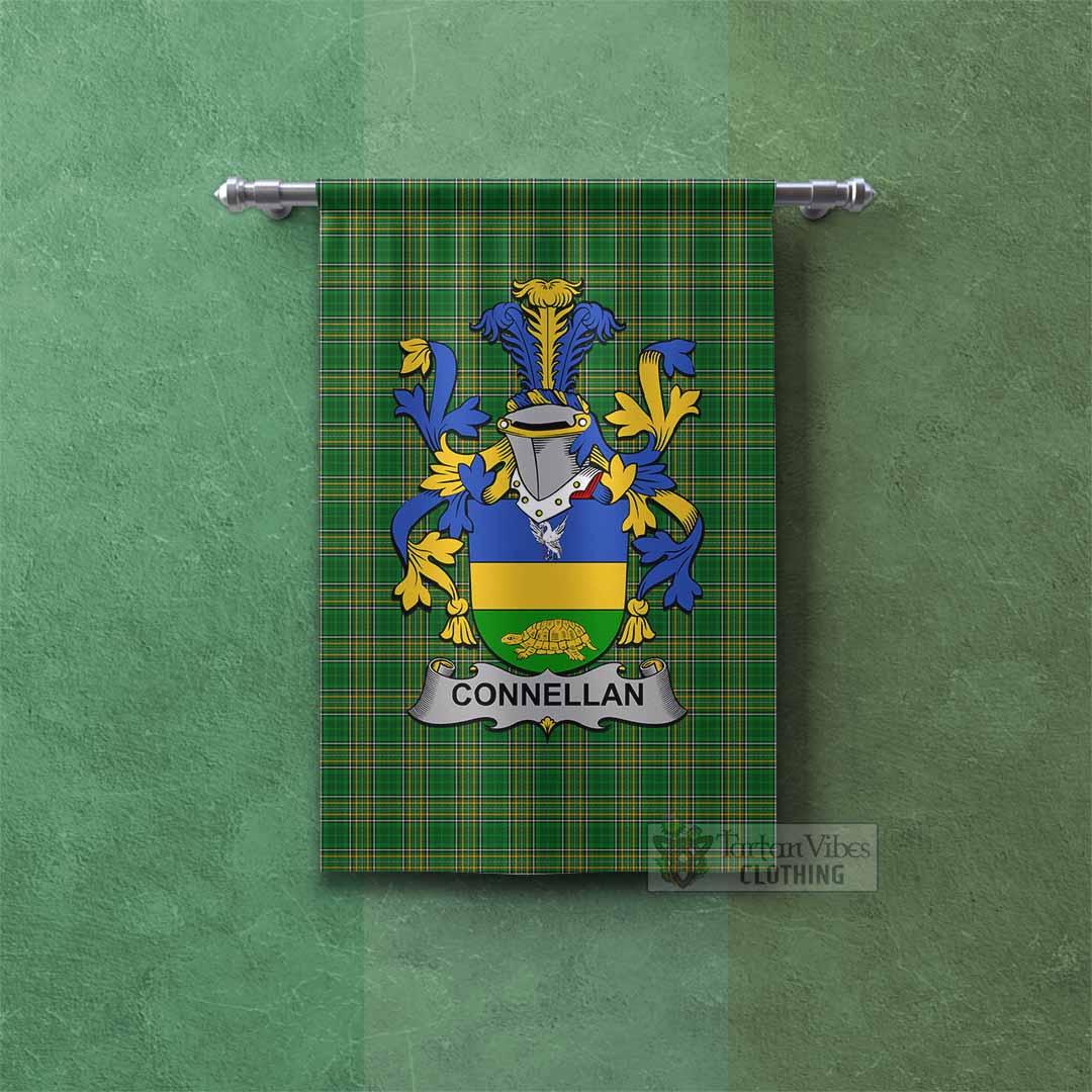 Connellan Irish Clan Tartan Gonfalon, Tartan Banner with Coat of Arms Rectangle - Tartan Vibes Clothing