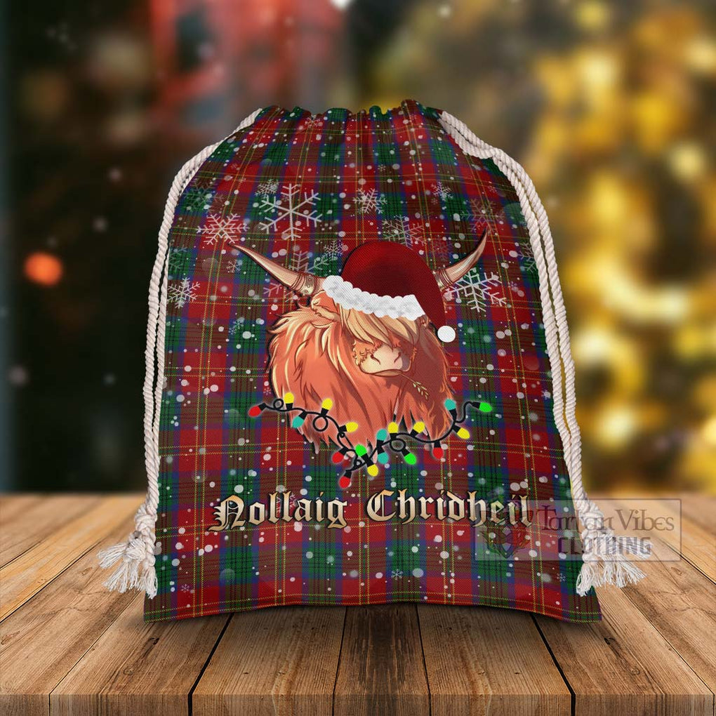 Tartan Vibes Clothing Connolly Tartan Christmas Santa's Bag with Highland Cow