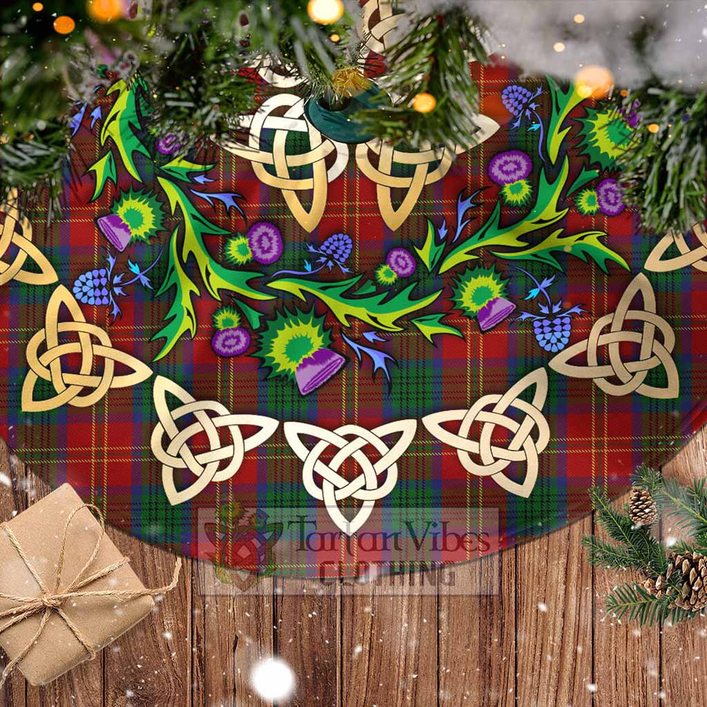 Tartan Vibes Clothing Connolly Tartan Christmas Tree Skirt with Thistle Celtic Knot Style