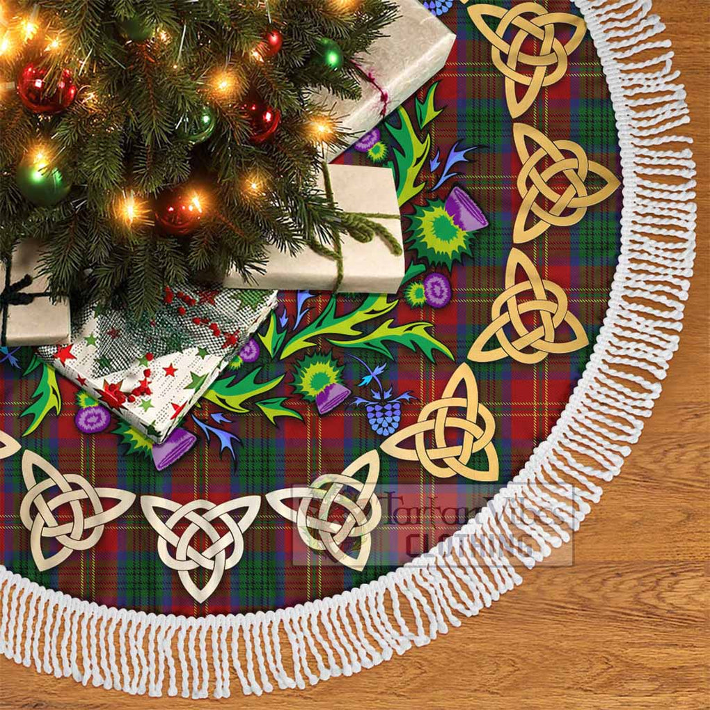 Tartan Vibes Clothing Connolly Tartan Christmas Tree Skirt with Thistle Celtic Knot Style