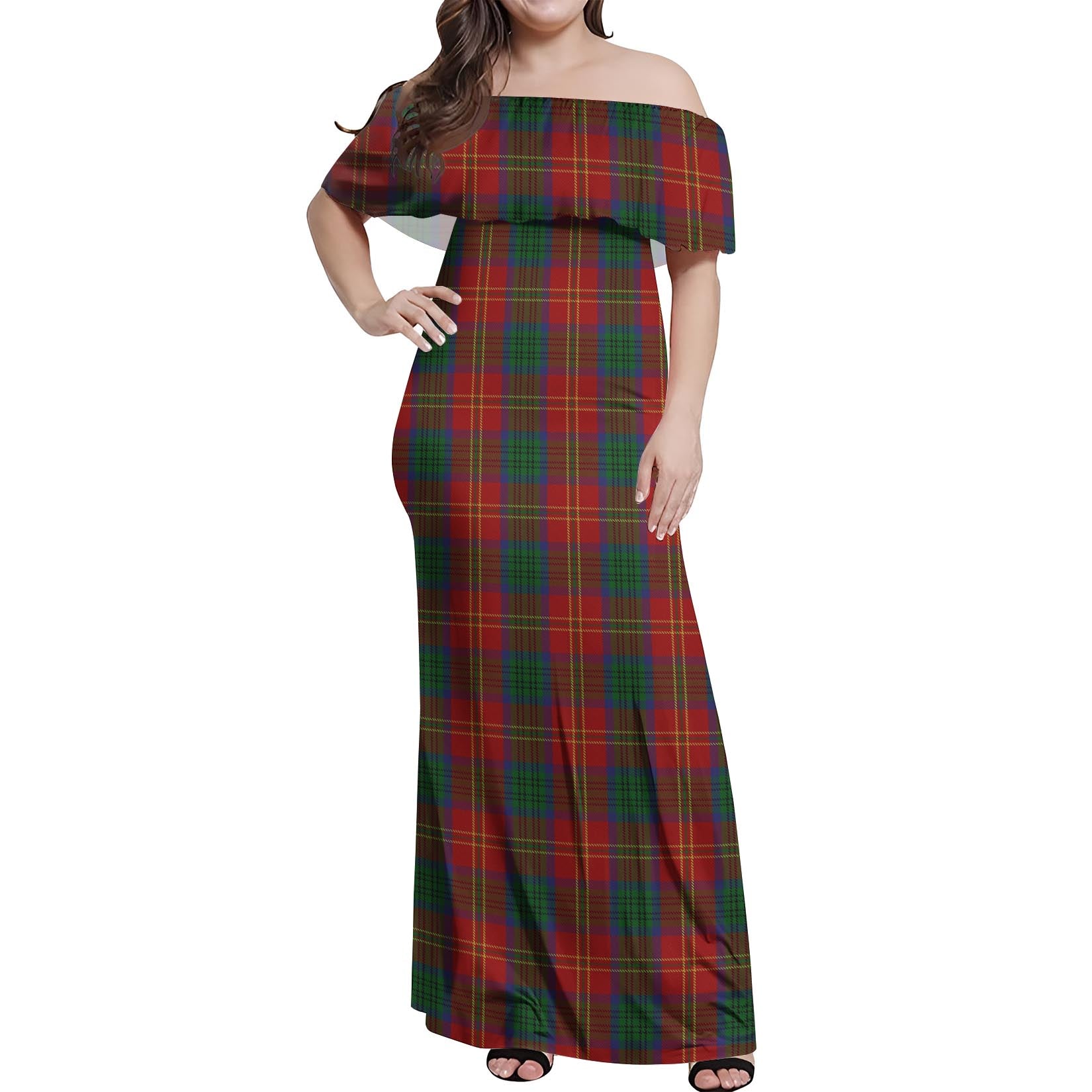 Connolly Dress Tartan Off Shoulder Long Dress Women's Dress - Tartanvibesclothing