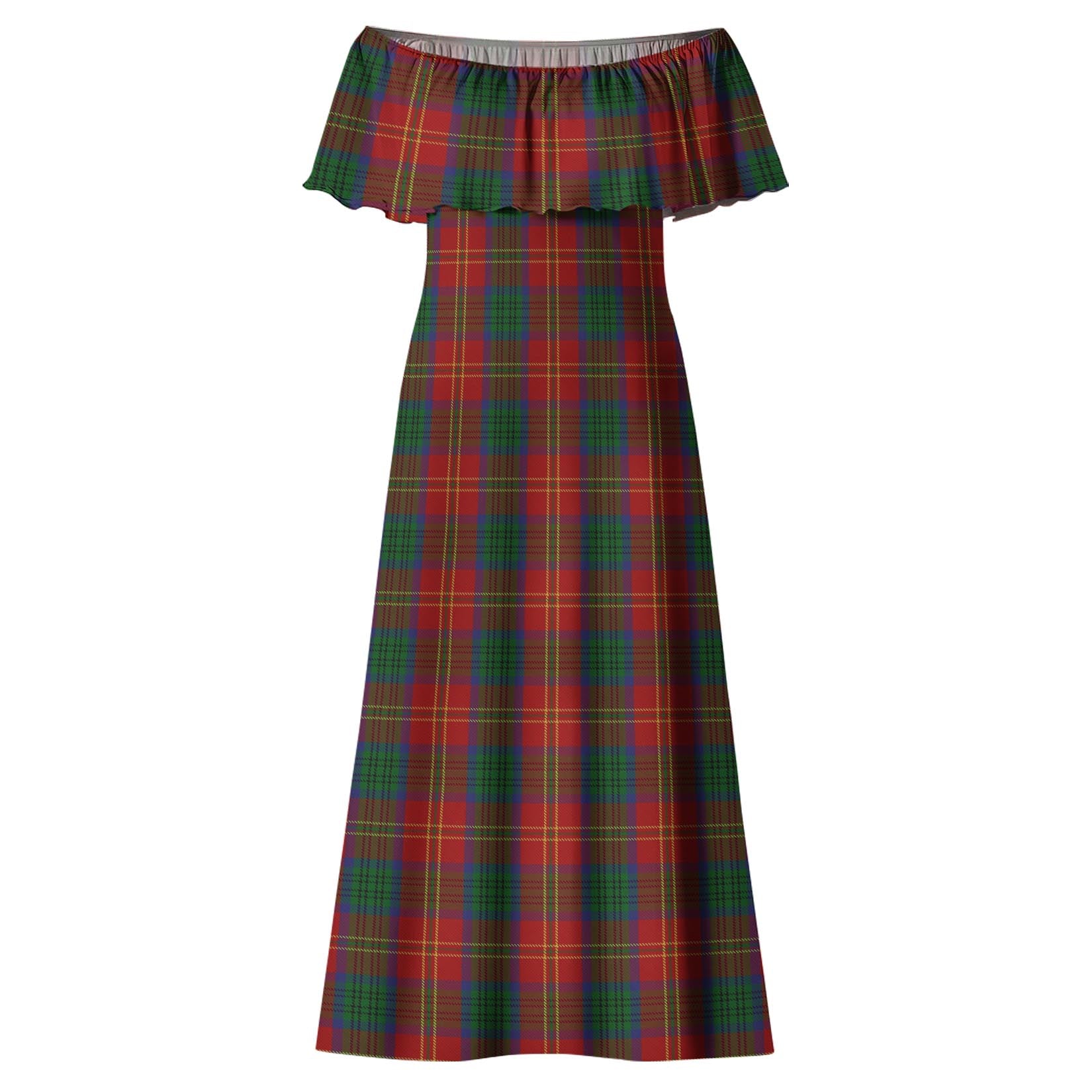 Connolly Dress Tartan Off Shoulder Long Dress - Tartanvibesclothing