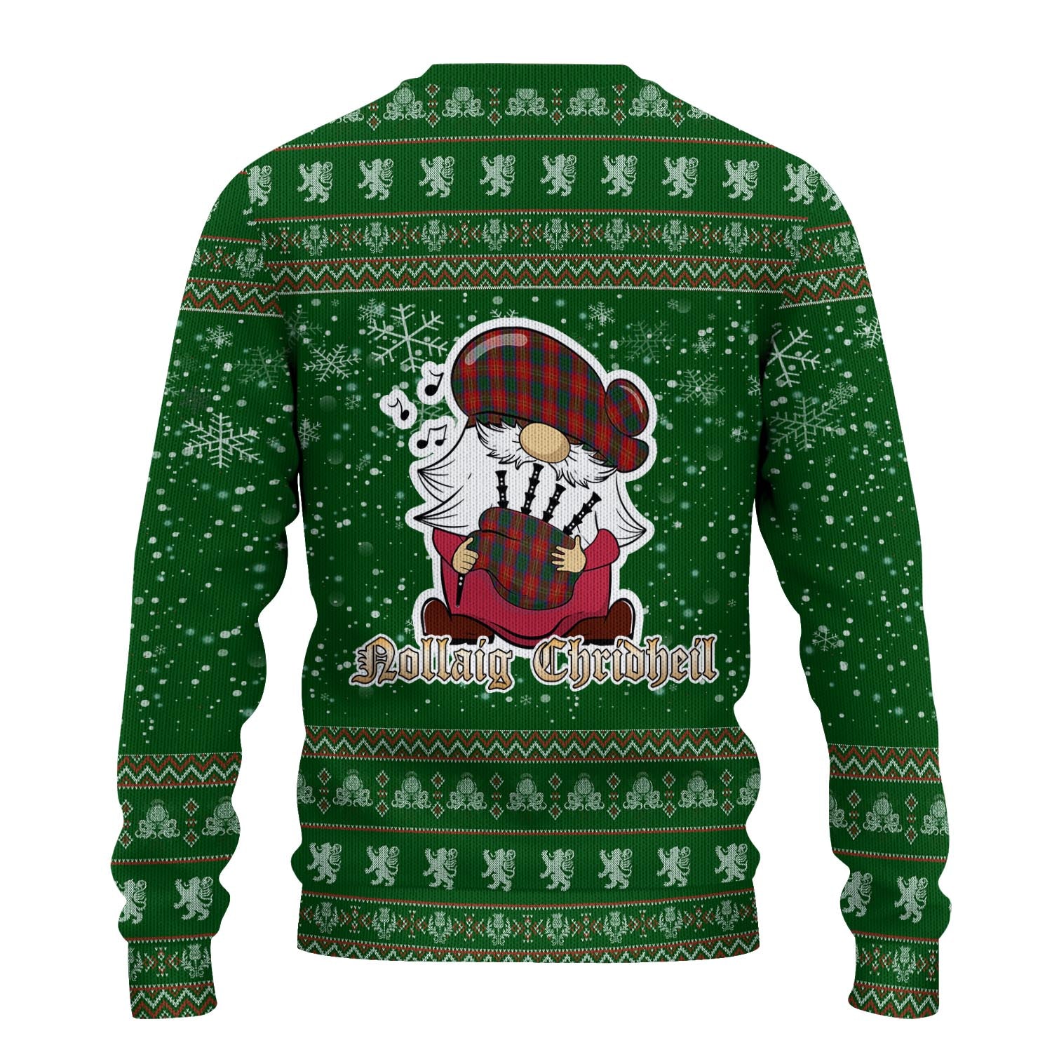 Connolly Dress Clan Christmas Family Knitted Sweater with Funny Gnome Playing Bagpipes - Tartanvibesclothing