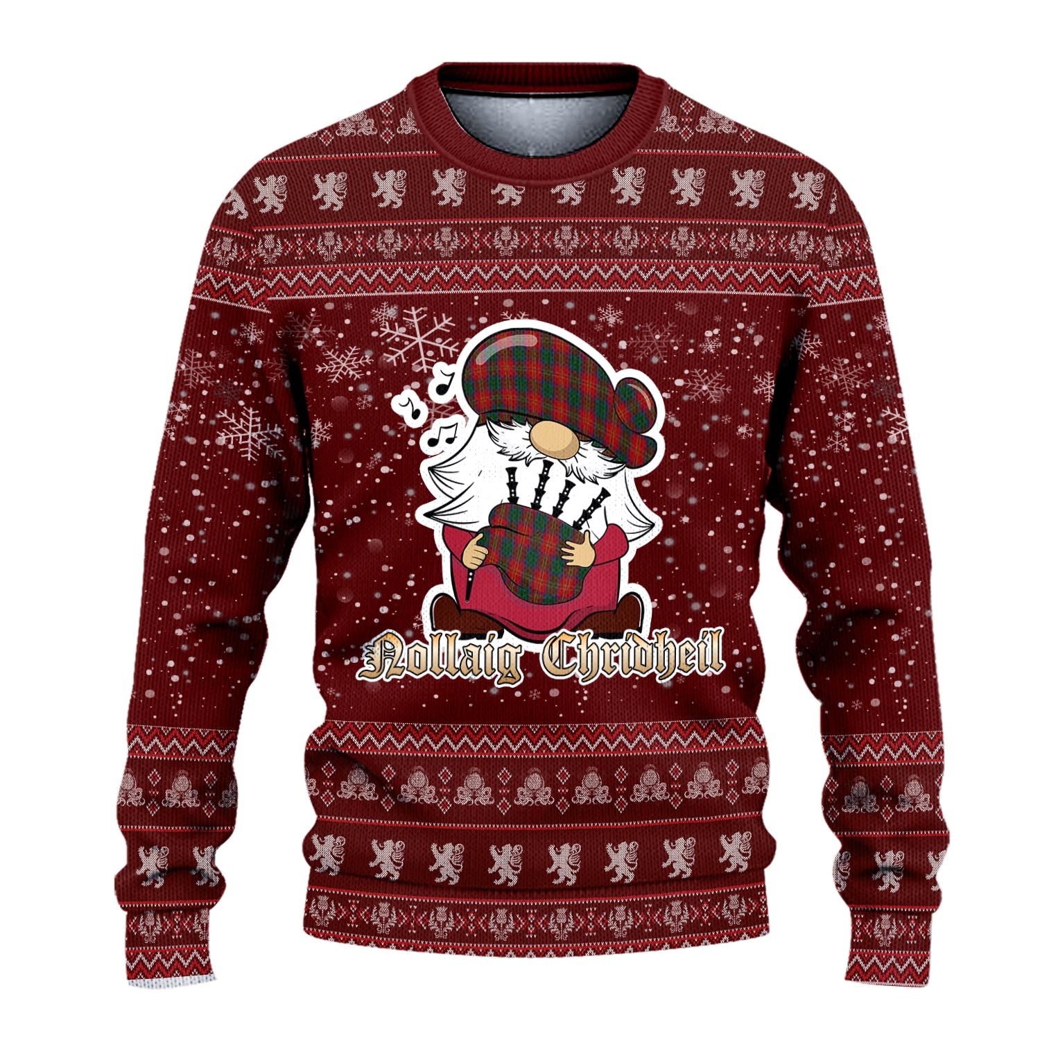 Connolly Dress Clan Christmas Family Knitted Sweater with Funny Gnome Playing Bagpipes - Tartanvibesclothing