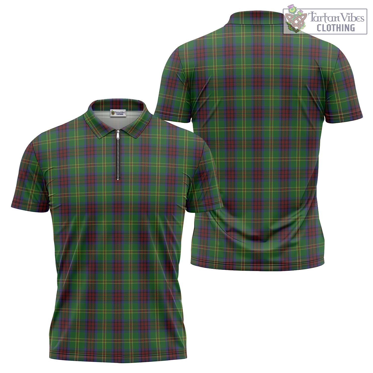 Tartan Vibes Clothing Connolly Hunting Tartan Zipper Polo Shirt