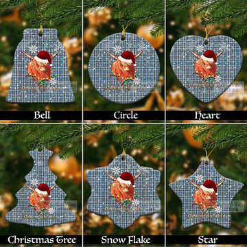 Conquergood Clan Tartan Ornament with Christmas Twinkle Highland Cattle