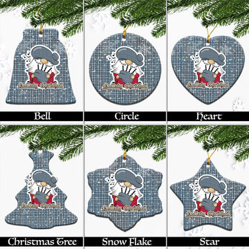 Conquergood Tartan Christmas Ceramic Ornaments with Scottish Gnome Playing Bagpipes