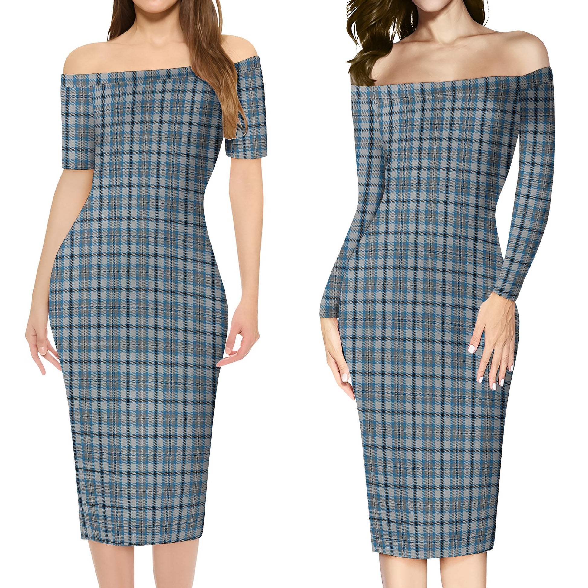 Conquergood Tartan Off Shoulder Lady Dress Women's Dress - Tartanvibesclothing