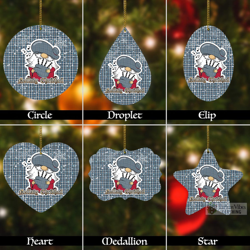 Tartan Vibes Clothing Conquergood Tartan Christmas Aluminium Ornament with Gnome Playing Bagpipes