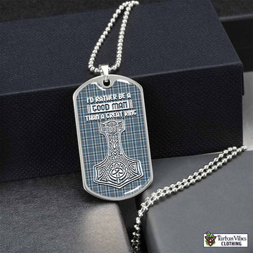 Conquergood Tartan Dog Tag Necklace Viking Mjolnir Style