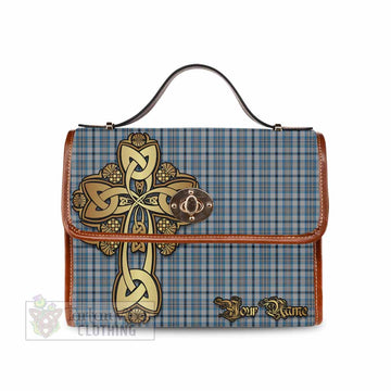 Conquergood Tartan Waterproof Canvas Bag Golden Thistle Celtic Cross Style