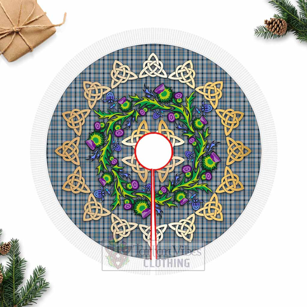 Conquergood Tartan Christmas Tree Skirt with Thistle Celtic Knot Style Fringed Tree Skirts - Tartan Vibes Clothing