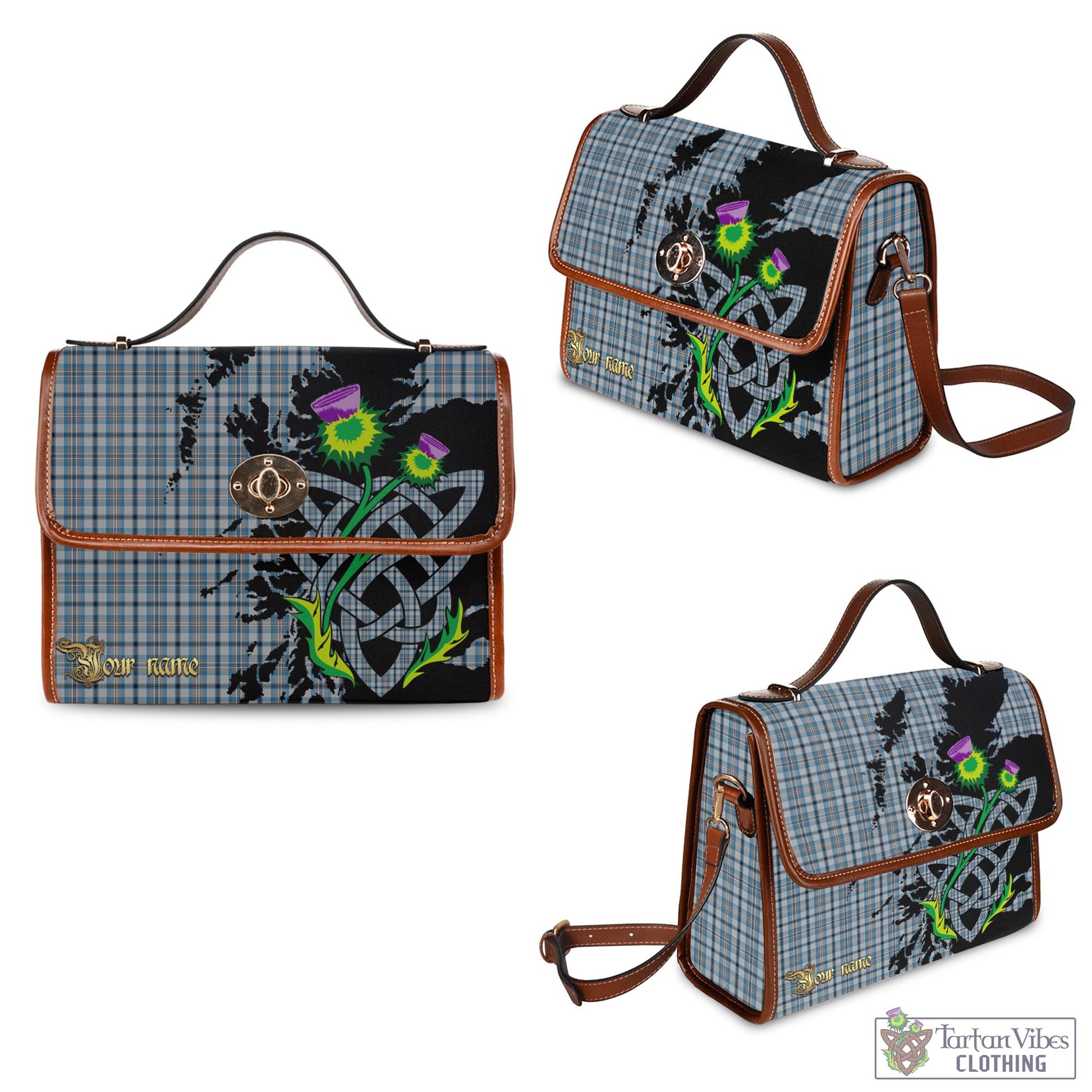 Tartan Vibes Clothing Conquergood Tartan Waterproof Canvas Bag with Scotland Map and Thistle Celtic Accents