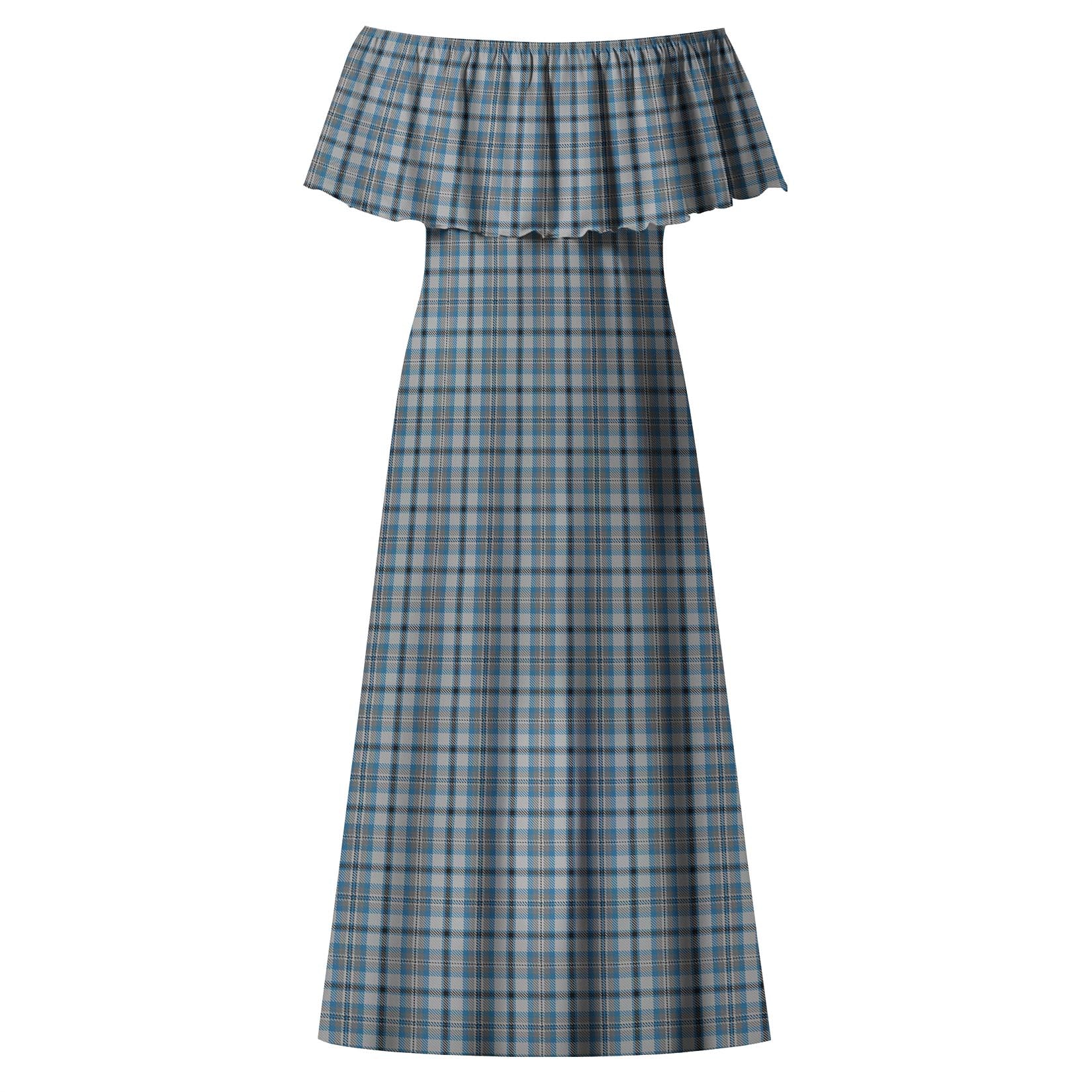 Conquergood Tartan Off Shoulder Long Dress - Tartanvibesclothing