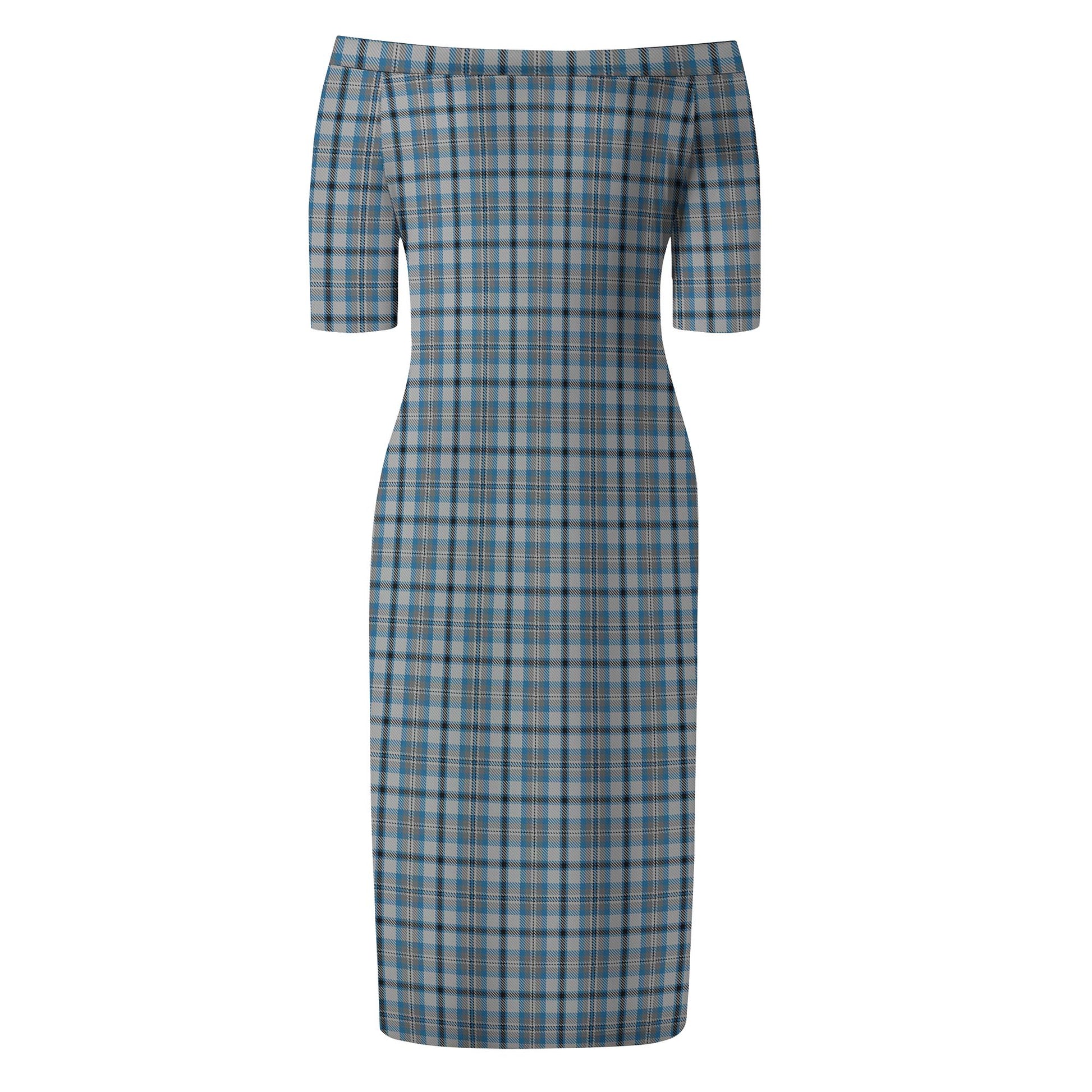 Conquergood Tartan Off Shoulder Lady Dress - Tartanvibesclothing