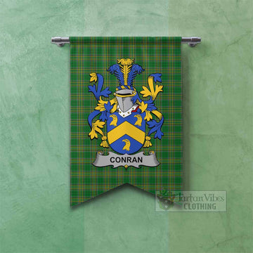 Conran Irish Clan Tartan Gonfalon, Tartan Banner with Coat of Arms Fishtail - Tartan Vibes Clothing