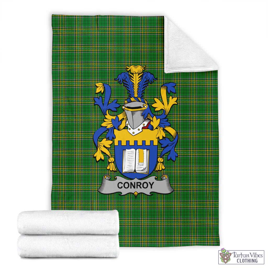 Conroy Irish Clan Tartan Blanket with Coat of Arms X-Large 59 x 79 inches 150 x 200 cm - Tartan Vibes Clothing