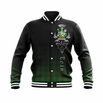 Conroy Green Irish Clan Baseball Jacket with Coat of Arms Erin Go Bragh Celtic Inspired Unisex - Tartan Vibes Clothing