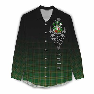 Conroy Green Irish Clan Women's Casual Shirt with Coat of Arms Erin Go Bragh Celtic Inspired Female - Tartan Vibes Clothing