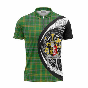Considine Irish Clan Zipper Polo Shirt Celtic Circle Style Unisex - Tartan Vibes Clothing