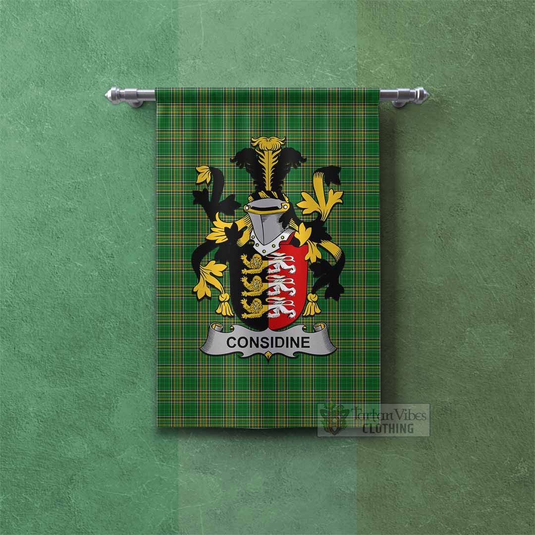 Considine Irish Clan Tartan Gonfalon, Tartan Banner with Coat of Arms Rectangle - Tartan Vibes Clothing
