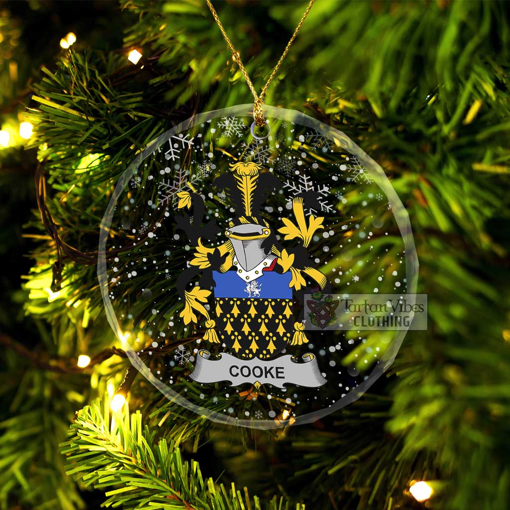 Tartan Vibes Clothing Cooke Irish Clan Christmas Glass Ornament with Coat of Arms