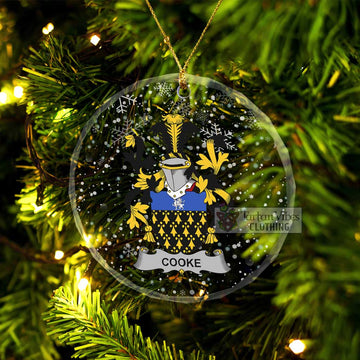 Cooke Irish Clan Christmas Glass Ornament with Coat of Arms