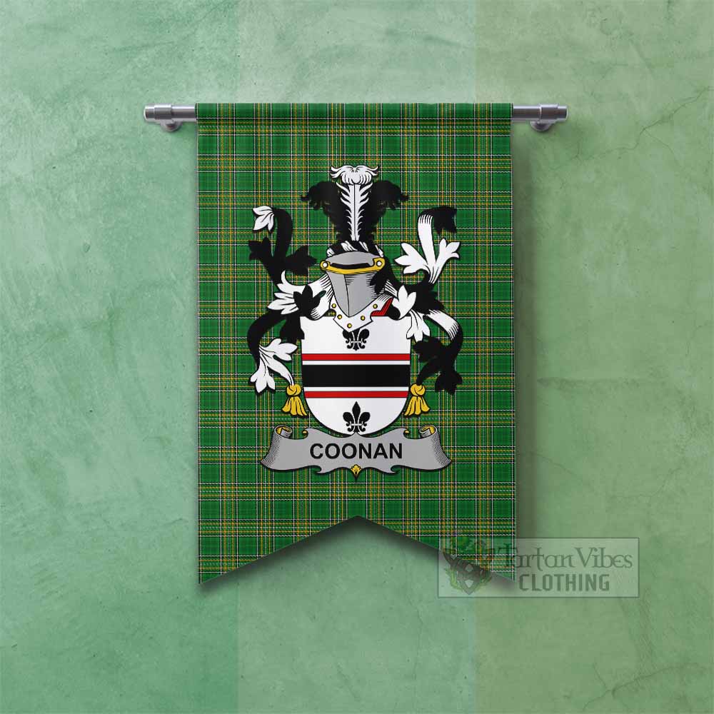 Coonan Irish Clan Tartan Gonfalon, Tartan Banner with Coat of Arms Fishtail - Tartan Vibes Clothing