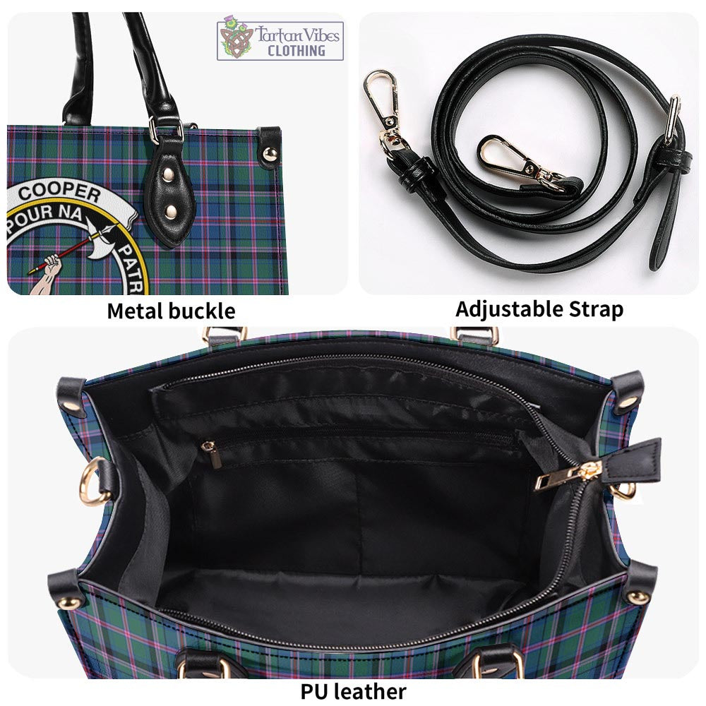 Tartan Vibes Clothing Cooper Tartan Luxury Leather Handbags with Family Crest