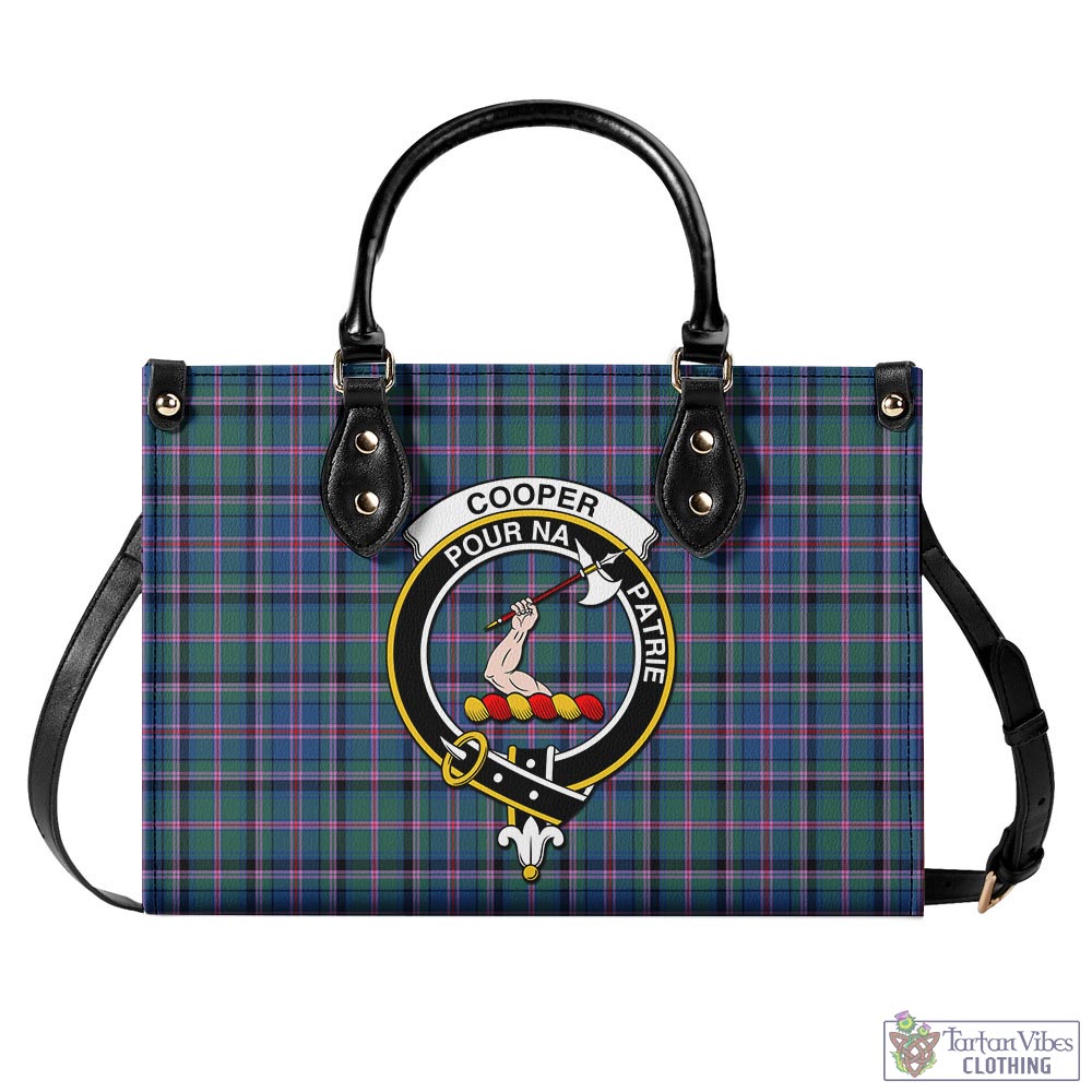 Tartan Vibes Clothing Cooper Tartan Luxury Leather Handbags with Family Crest