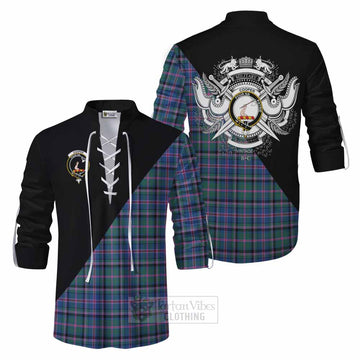 Cooper Tartan Ghillie Kilt Shirt with Family Crest and Military Logo Style